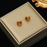 316L Stainless Steel Heart Stone Crystal Pearl Earrings For Women