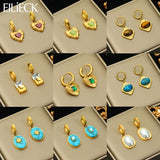 316L Stainless Steel Heart Stone Crystal Pearl Earrings For Women