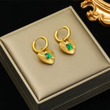 316L Stainless Steel Heart Stone Crystal Pearl Earrings For Women
