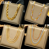 316L Stainless Steel Flat Snake Chain Necklace For Women Girl Non-fading