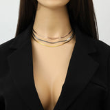316L Stainless Steel Flat Snake Chain Necklace For Women Girl Non-fading