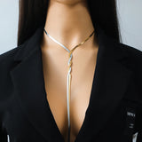 316L Stainless Steel Flat Snake Chain Necklace For Women Girl Non-fading