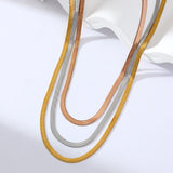 316L Stainless Steel Flat Snake Chain Necklace For Women Girl Non-fading