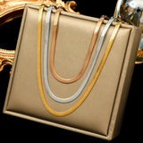 316L Stainless Steel Flat Snake Chain Necklace For Women Girl Non-fading