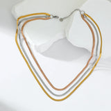 316L Stainless Steel Flat Snake Chain Necklace For Women Girl Non-fading