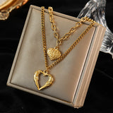 316L Stainless Steel Pearl Heart Pendant Necklace For Women Non-fading