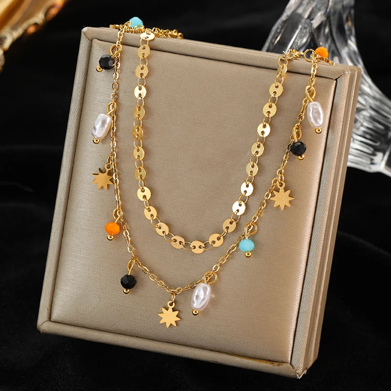 316L Stainless Steel Pearl Heart Pendant Necklace For Women Non-fading