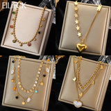 316L Stainless Steel Pearl Heart Pendant Necklace For Women Non-fading