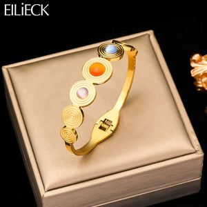 Colorful Stone Bangles Bracelets for Women Girl High Wrist Jewelry Gift