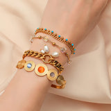 Colorful Stone Bangles Bracelets for Women Girl High Wrist Jewelry Gift