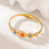 Colorful Stone Bangles Bracelets for Women Girl High Wrist Jewelry Gift
