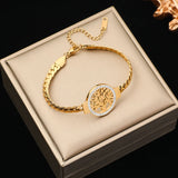 316L Stainless Steel Tree of Life Charm Bracelet For Women Girl