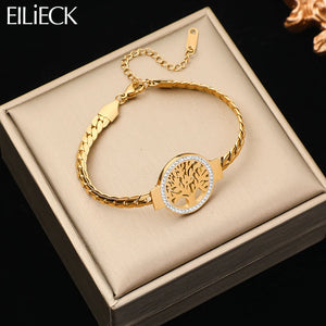 316L Stainless Steel Tree of Life Charm Bracelet For Women Girl