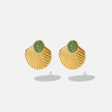 316L Stainless Steel Shell Fan-shaped Stud Earrings For Women Non-fading Jewelry