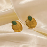 316L Stainless Steel Shell Fan-shaped Stud Earrings For Women Non-fading Jewelry