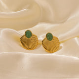 316L Stainless Steel Shell Fan-shaped Stud Earrings For Women Non-fading Jewelry