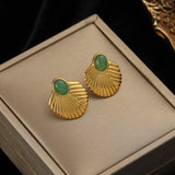 316L Stainless Steel Shell Fan-shaped Stud Earrings For Women Non-fading Jewelry