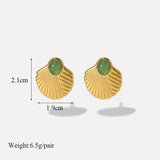 316L Stainless Steel Shell Fan-shaped Stud Earrings For Women Non-fading Jewelry