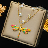 Stainless Steel Snake Bee Butterfly Pendant Necklace Women Girl Neck Chain