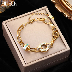 316L Stainless Steel Circle Chain Bracelet for Women Girl