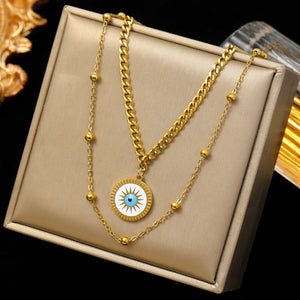 Vintage Round Eye Pendant Necklace for Women