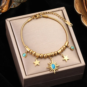 Vintage Zircon Charm Bracelet, Women's Bangle Jewelry