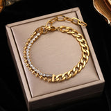 Vintage Zircon Charm Bracelet, Women's Bangle Jewelry