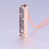 3D Bar Crystal Pendant Mother's Necklace