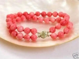 Pink Coral Bead Bracelet 7.5''