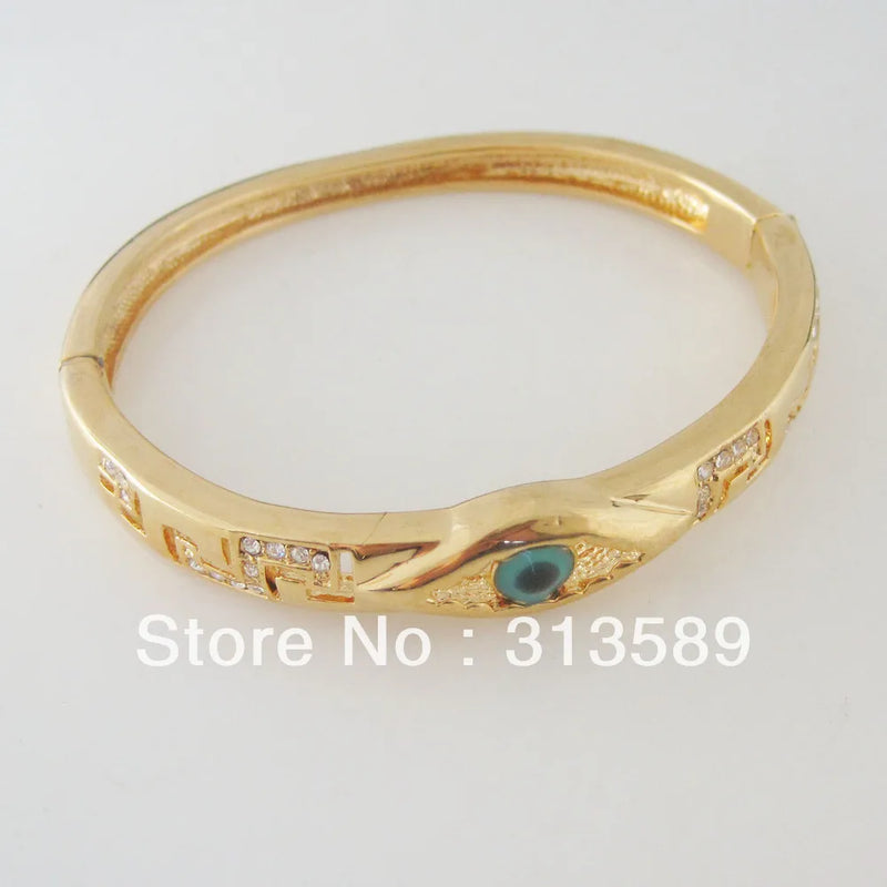 Yellow Plated Evil Eye CZ Stones Bangle