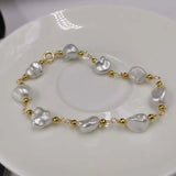 14KGF Baroque Pearl Golden Chain Bracelet 18-19cm