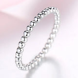 925 Silver Beaded Ring for Women Delicate Stack Wedding Band Rings