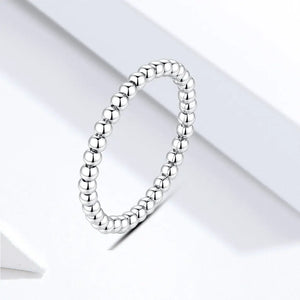 925 Silver Beaded Ring for Women Delicate Stack Wedding Band Rings