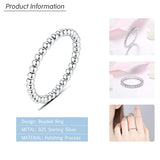 925 Silver Beaded Ring for Women Delicate Stack Wedding Band Rings