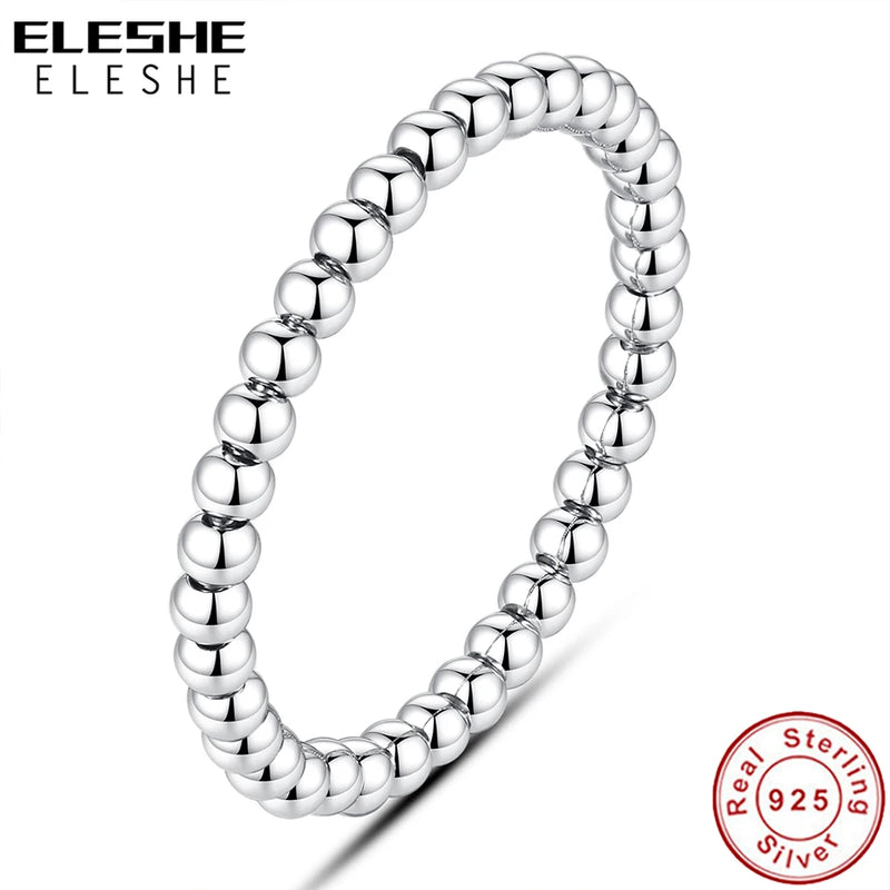 925 Silver Beaded Ring for Women Delicate Stack Wedding Band Rings