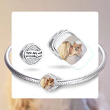 925 Silver CZ Square Charm You are my sunshine Bead