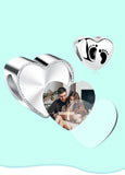 925 Silver Baby Footprint Heart Bead for Bracelet DIY