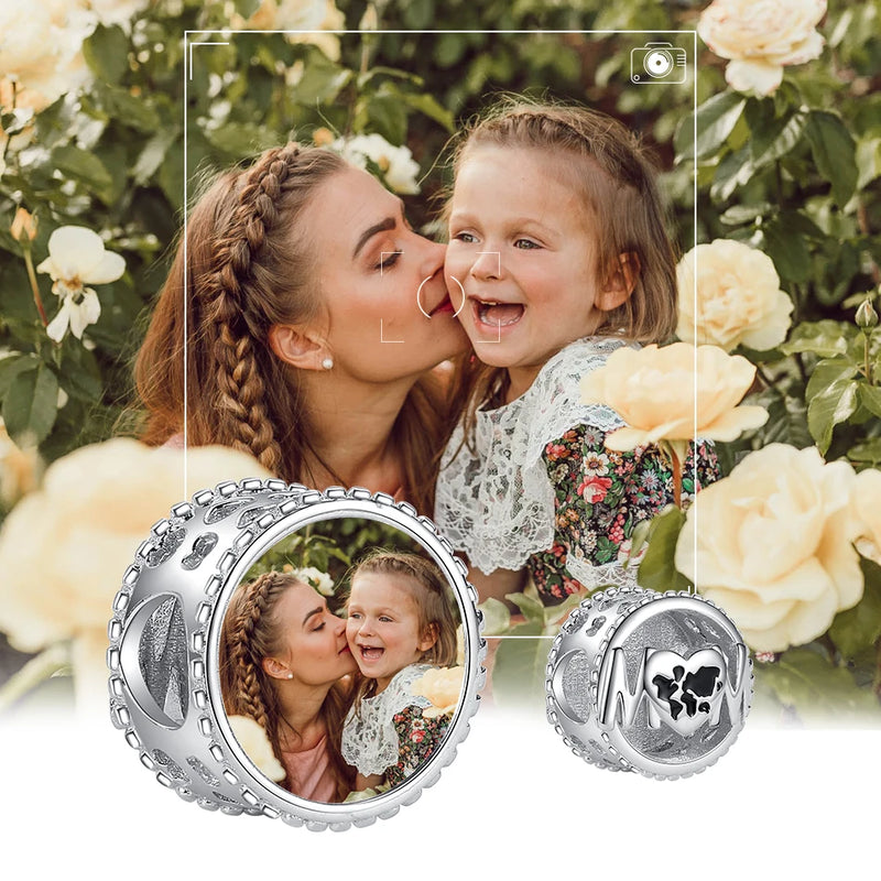 925 Sterling Silver Mom Heart Bead for Bracelet DIY Jewelry Making