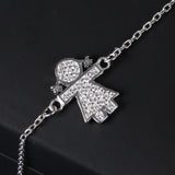 925 Silver Girls Charm Bracelet with Crystal CZ