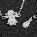 925 Silver Girls Charm Bracelet with Crystal CZ