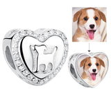 925 Silver CZ Dog Charm Photo Bead Bracelet DIY Jewelry