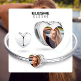 925 Sterling Silver Heart Bead Personalized Photo Charm for Women