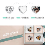 925 Sterling Silver Baby Hand Photo Heart Charm Beads for Bracelet