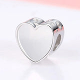 925 Sterling Silver Baby Hand Photo Heart Charm Beads for Bracelet