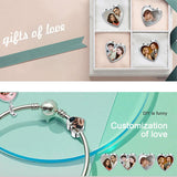 925 Silver Family Beads CZ Heart Charms for Bracelet DIY