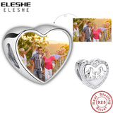 925 Silver Family Beads CZ Heart Charms for Bracelet DIY