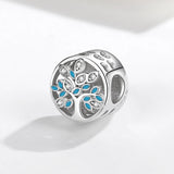 925 Silver Personalized Family Tree Round Bead Bracelet Charm DIY