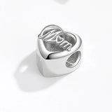 925 Silver Mom Love Heart Bead for Bracelet DIY Jewelry Making