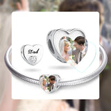 925 Sterling Silver Photo Beads Charm Bracelet Women Jewelry Dad's Gift