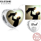 925 Sterling Silver Photo Beads Charm Bracelet Women Jewelry Dad's Gift